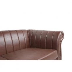 32.5 in. Round Arm Rolled Arm PU Leather Chesterfield 3-Seater Curved Sofa with Reversible Cushions in Brown by sumyeg -Cheap sumyeg Store brown sumyeg sofas couches sy 6w45 c3 1000