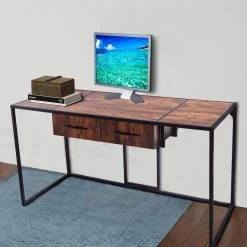 55 in. Rectangle Brown Modern Wood Writing Desk 2-Drawer Computer Desk with Storage by sumyeg 15 55 in. Rectangle Brown Modern Wood Writing Desk 2-Drawer Computer Desk with Storage by sumyeg -Cheap sumyeg Store brown sumyeg writing desks su cd 057 31 1000