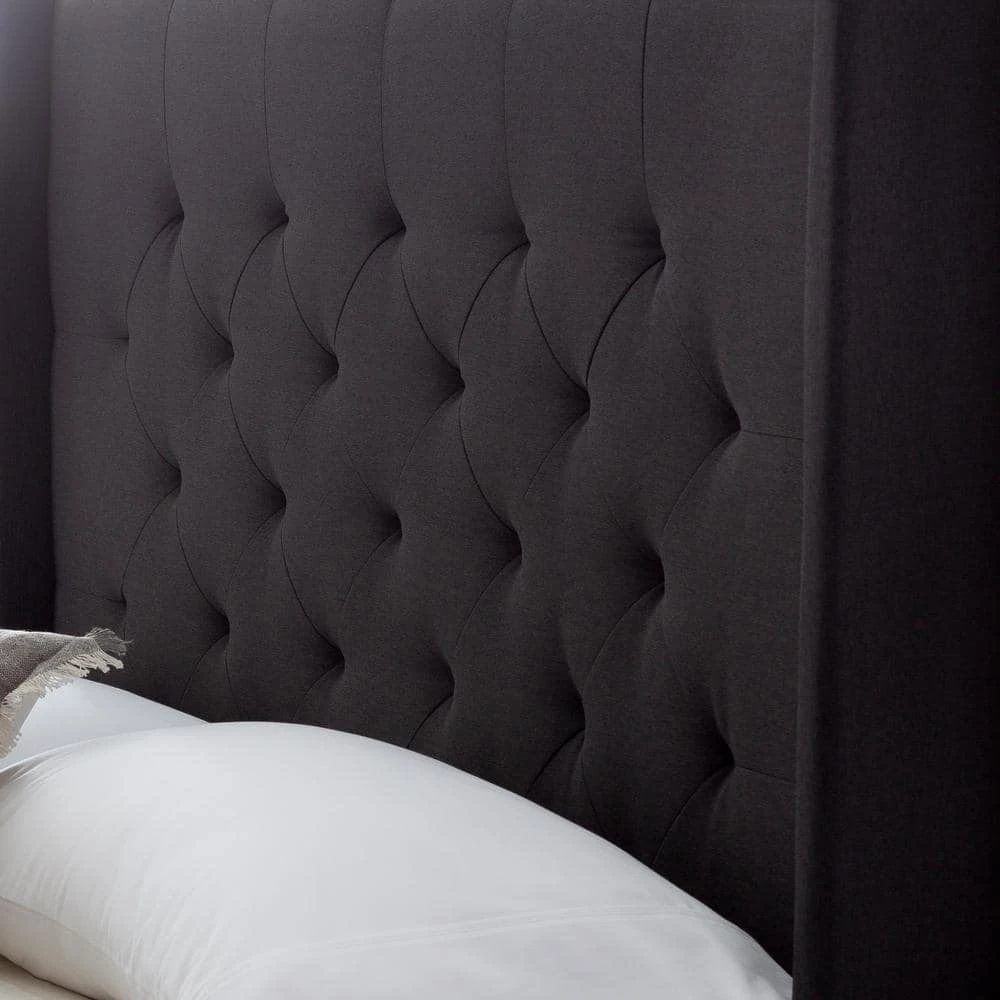 Eva Charcoal King Upholstered Wingback Headboard by Brookside 11 Eva Charcoal King Upholstered Wingback Headboard by Brookside - Image 9