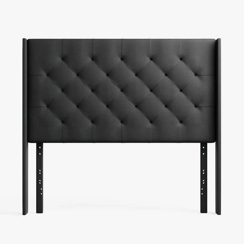 Eva Charcoal King Upholstered Wingback Headboard by Brookside 3 Eva Charcoal King Upholstered Wingback Headboard by Brookside