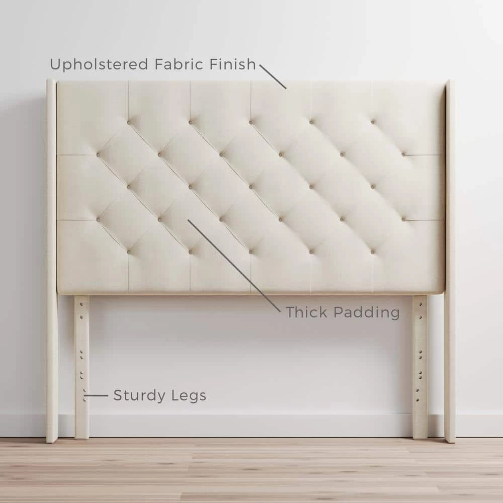 Eva Charcoal King Upholstered Wingback Headboard by Brookside 5 Eva Charcoal King Upholstered Wingback Headboard by Brookside - Image 3