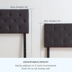 Kaylee Adjustable Charcoal King/Cal King Upholstered Low Profile Headboard with Diamond Tufting by Brookside 20 Kaylee Adjustable Charcoal King/Cal King Upholstered Low Profile Headboard with Diamond Tufting by Brookside -Cheap sumyeg Store charcoal brookside headboards bskkrdch21hb 1f 1000