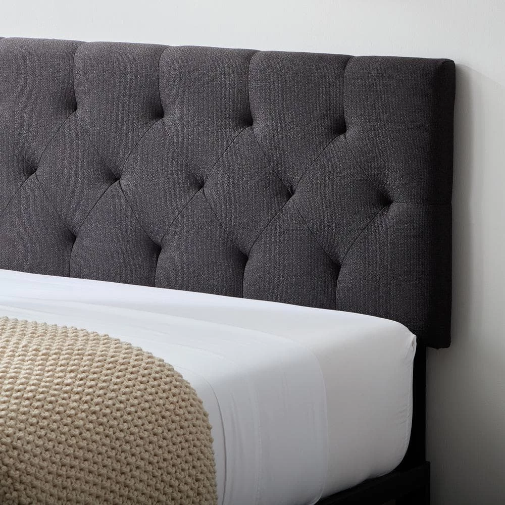 Kaylee Adjustable Charcoal King/Cal King Upholstered Low Profile Headboard with Diamond Tufting by Brookside 13 Kaylee Adjustable Charcoal King/Cal King Upholstered Low Profile Headboard with Diamond Tufting by Brookside - Image 11