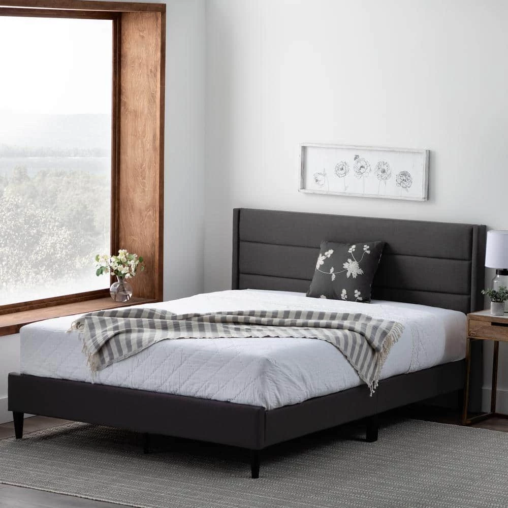 Amelia Upholstered Charcoal Queen Bed with Horizontal Channels by Brookside 14 Amelia Upholstered Charcoal Queen Bed with Horizontal Channels by Brookside - Image 12