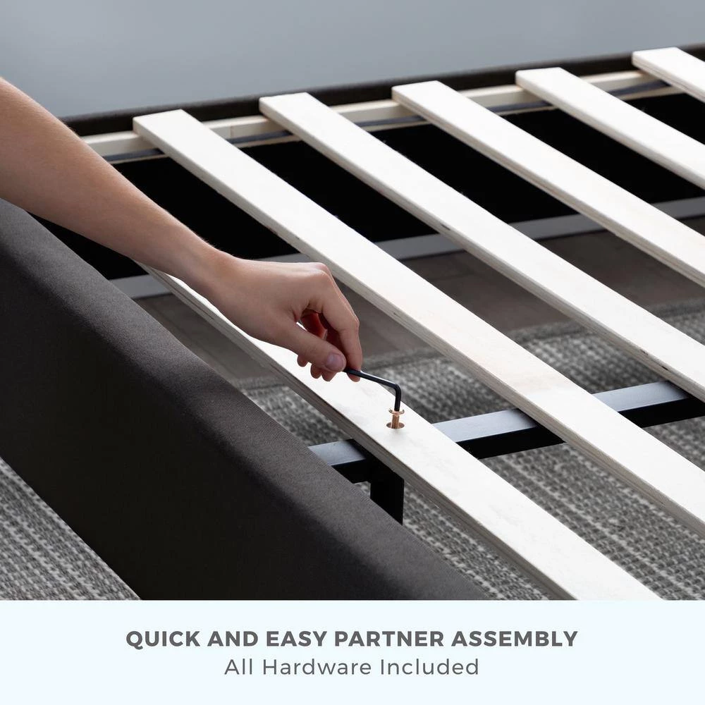 Amelia Upholstered Charcoal Queen Bed with Horizontal Channels by Brookside 10 Amelia Upholstered Charcoal Queen Bed with Horizontal Channels by Brookside - Image 8