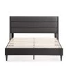 Amelia Upholstered Charcoal Queen Bed with Horizontal Channels by Brookside 2 Amelia Upholstered Charcoal Queen Bed with Horizontal Channels by Brookside -Cheap sumyeg Store charcoal brookside platform beds bs0006ubdqqch 64 1000