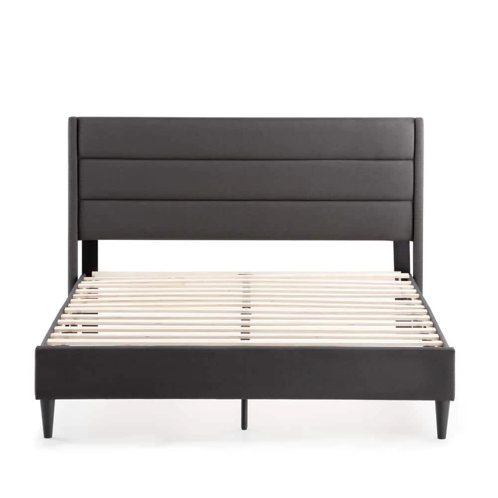 Amelia Upholstered Charcoal Queen Bed with Horizontal Channels by Brookside 3 Amelia Upholstered Charcoal Queen Bed with Horizontal Channels by Brookside