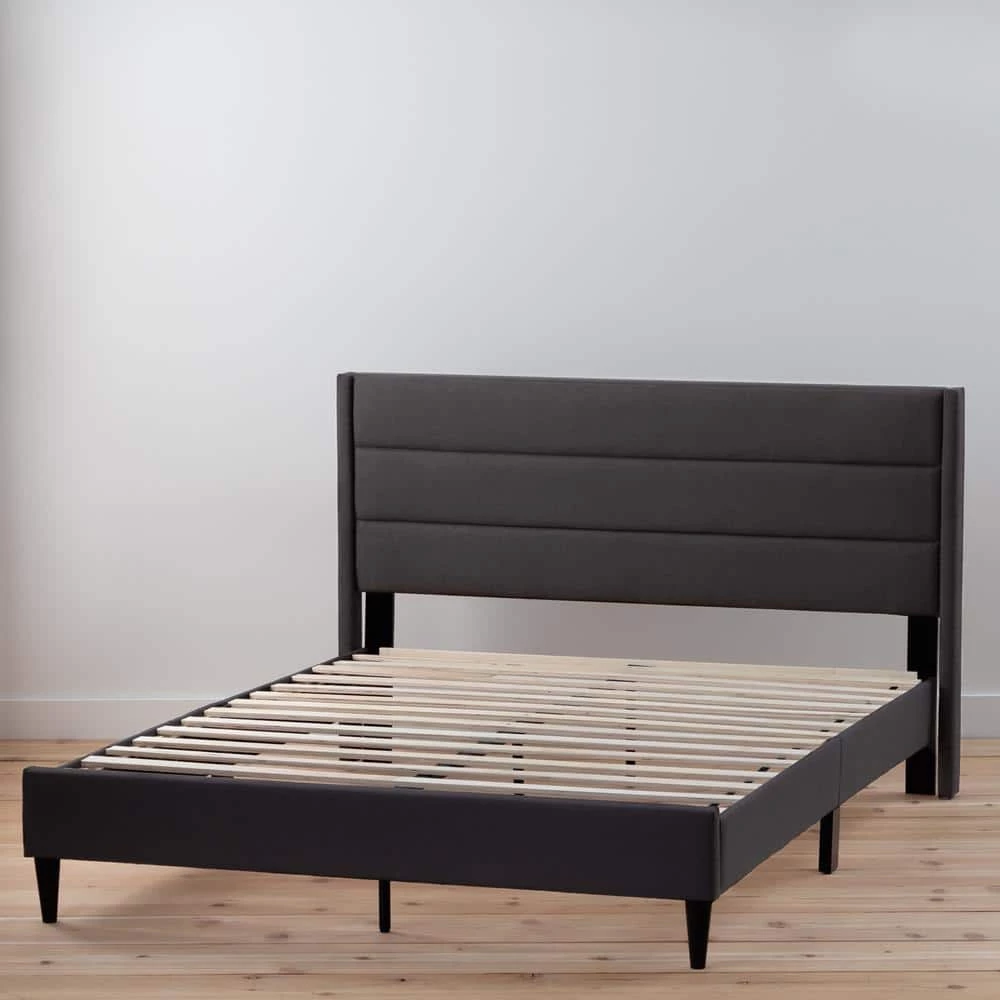 Amelia Upholstered Charcoal Queen Bed with Horizontal Channels by Brookside 12 Amelia Upholstered Charcoal Queen Bed with Horizontal Channels by Brookside - Image 10