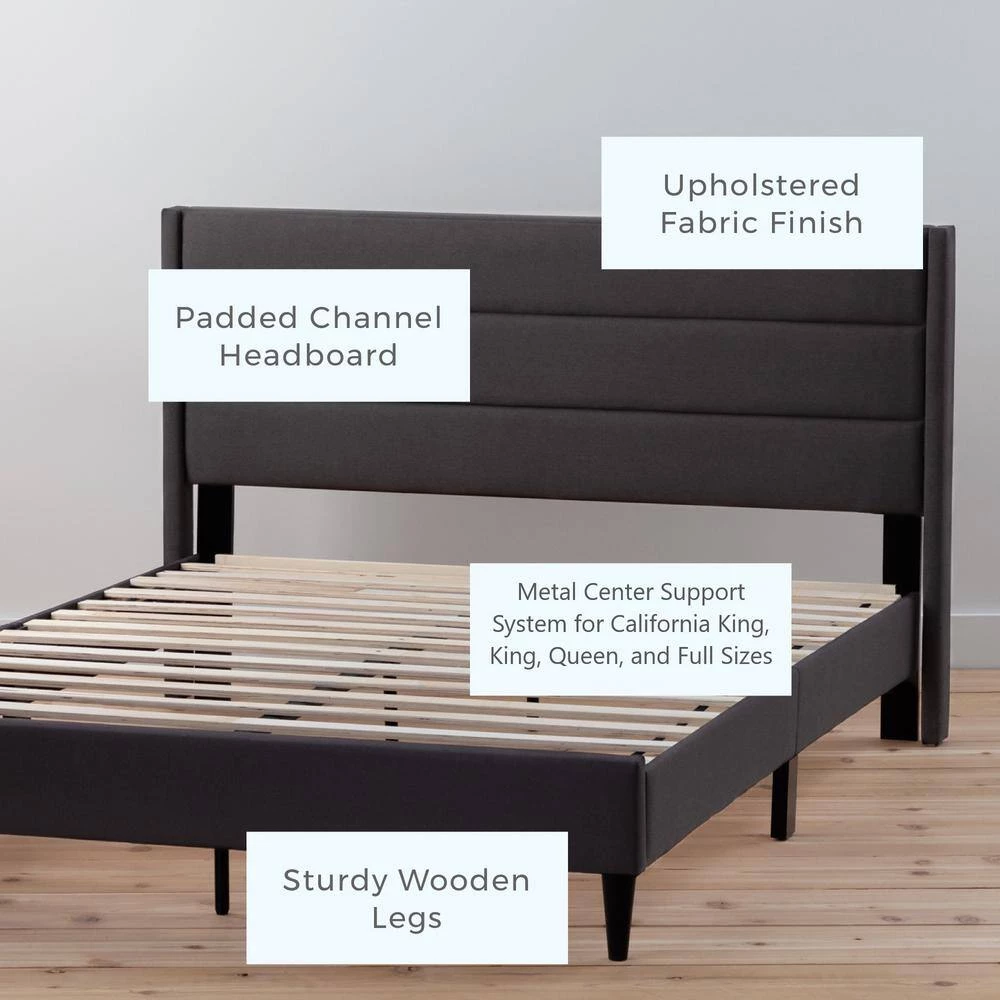 Amelia Upholstered Charcoal Queen Bed with Horizontal Channels by Brookside 7 Amelia Upholstered Charcoal Queen Bed with Horizontal Channels by Brookside - Image 5