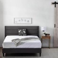 Amelia Upholstered Charcoal Queen Bed with Horizontal Channels by Brookside 22 Amelia Upholstered Charcoal Queen Bed with Horizontal Channels by Brookside -Cheap sumyeg Store charcoal brookside platform beds bs0006ubdqqch fa 1000