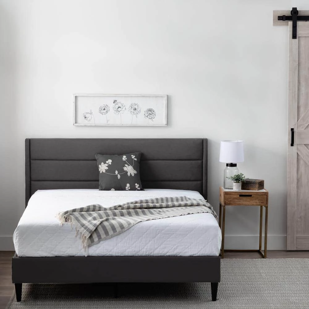 Amelia Upholstered Charcoal Queen Bed with Horizontal Channels by Brookside 11 Amelia Upholstered Charcoal Queen Bed with Horizontal Channels by Brookside - Image 9