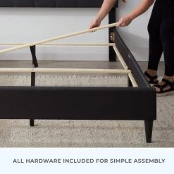 Sue 65 in. W Gray Charcoal Queen Upholstered and Wood Frame Platform Bed Box Spring Required by Brookside -Cheap sumyeg Store charcoal brookside platform beds bsqqch01ub b 1d 1000