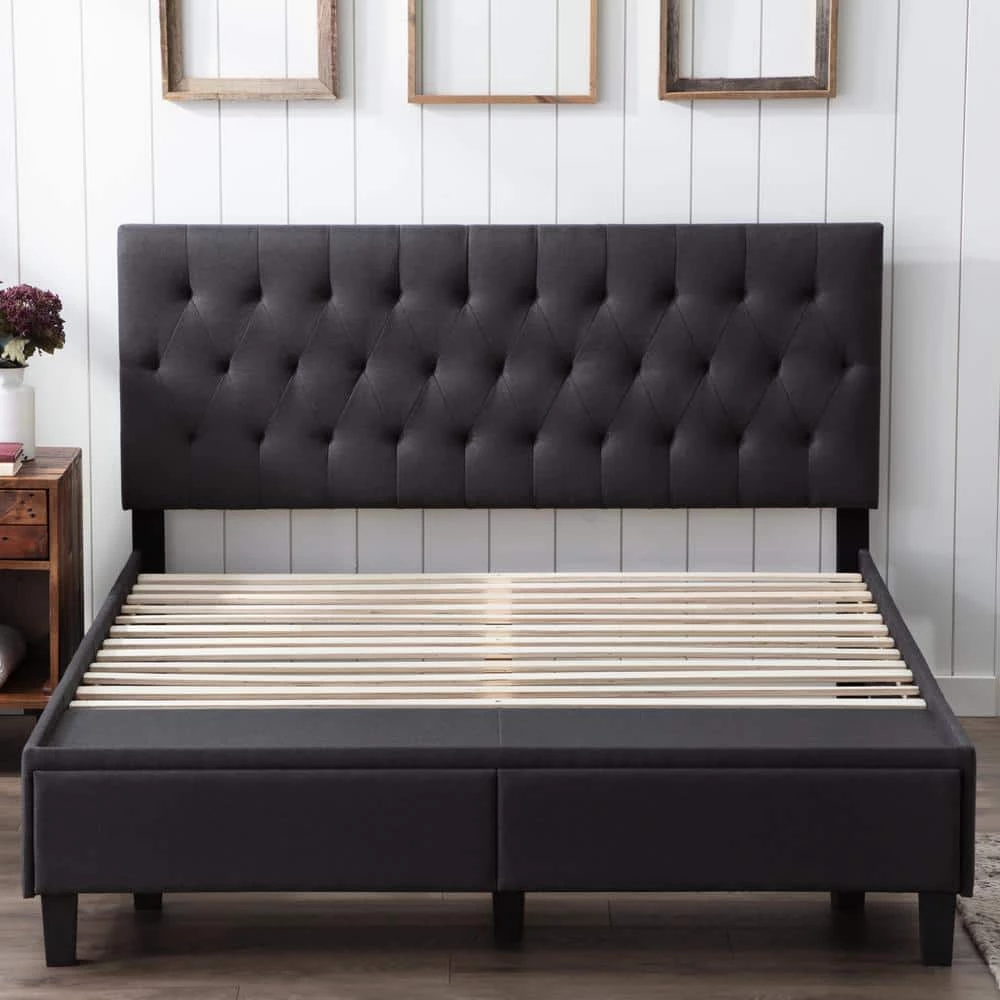 Anna Upholstered Charcoal Queen Bed with Drawers by Brookside 11 Anna Upholstered Charcoal Queen Bed with Drawers by Brookside - Image 9