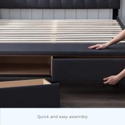 Anna Upholstered Charcoal Queen Bed with Drawers by Brookside 21 Anna Upholstered Charcoal Queen Bed with Drawers by Brookside -Cheap sumyeg Store charcoal brookside platform beds bsqqch04d2sb 77 1000