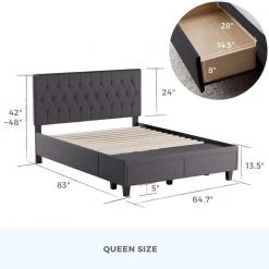 Anna Upholstered Charcoal Queen Bed with Drawers by Brookside 26 Anna Upholstered Charcoal Queen Bed with Drawers by Brookside -Cheap sumyeg Store charcoal brookside platform beds bsqqch04d2sb d4 1000