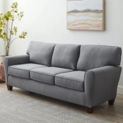 Abby 88 in. Charcoal Polyester Upholstered 3-Seater Rolled Arm Sofa by Brookside 19 Abby 88 in. Charcoal Polyester Upholstered 3-Seater Rolled Arm Sofa by Brookside -Cheap sumyeg Store charcoal brookside sofas couches bs0004sof00ch 1d 1000