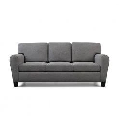 Abby 88 in. Charcoal Polyester Upholstered 3-Seater Rolled Arm Sofa by Brookside