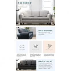 Abby 88 in. Charcoal Polyester Upholstered 3-Seater Rolled Arm Sofa by Brookside 20 Abby 88 in. Charcoal Polyester Upholstered 3-Seater Rolled Arm Sofa by Brookside -Cheap sumyeg Store charcoal brookside sofas couches bs0004sof00ch 66 1000