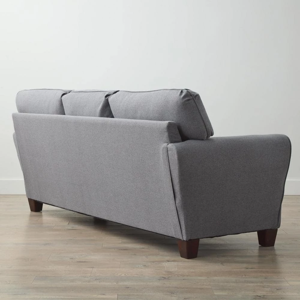 Abby 88 in. Charcoal Polyester Upholstered 3-Seater Rolled Arm Sofa by Brookside 9 Abby 88 in. Charcoal Polyester Upholstered 3-Seater Rolled Arm Sofa by Brookside - Image 7