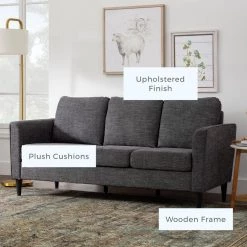 Clara 72.83 in. Charcoal Polyester Upholstered 3-Seater Curved Arm Sofa by Brookside 18 Clara 72.83 in. Charcoal Polyester Upholstered 3-Seater Curved Arm Sofa by Brookside -Cheap sumyeg Store charcoal brookside sofas couches bs0009sof00ch 1f 1000