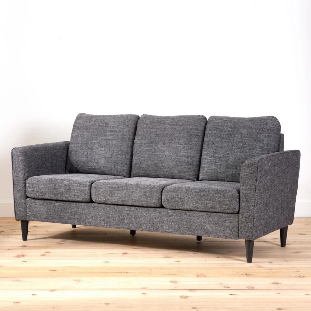 Clara 72.83 in. Charcoal Polyester Upholstered 3-Seater Curved Arm Sofa by Brookside 12 Clara 72.83 in. Charcoal Polyester Upholstered 3-Seater Curved Arm Sofa by Brookside - Image 10