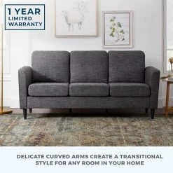 Clara 72.83 in. Charcoal Polyester Upholstered 3-Seater Curved Arm Sofa by Brookside 20 Clara 72.83 in. Charcoal Polyester Upholstered 3-Seater Curved Arm Sofa by Brookside -Cheap sumyeg Store charcoal brookside sofas couches bs0009sof00ch fa 1000