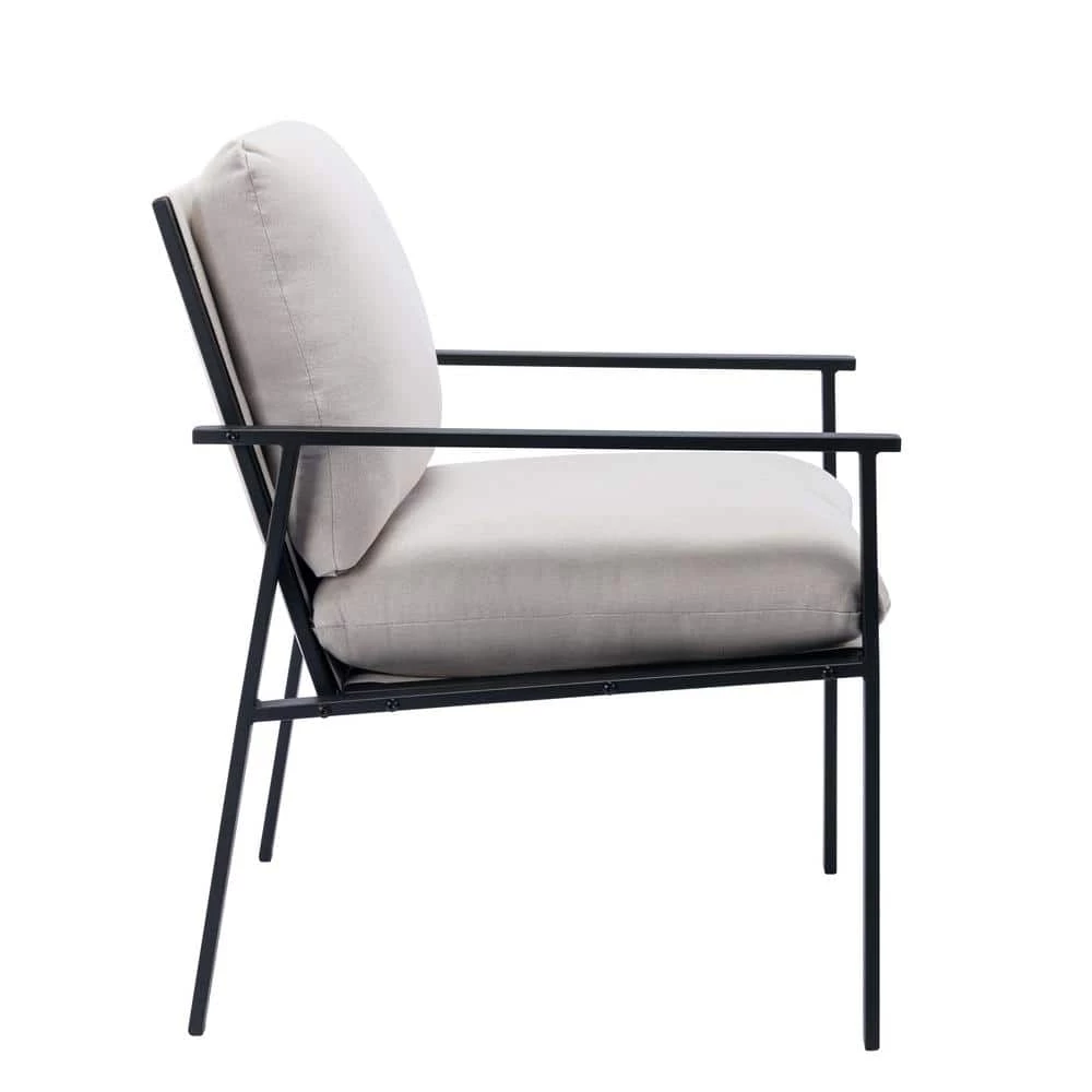 Cream Metal Frame Linen Accent Chair with Thick Padded Backrest and Seat Cushion by Polibi 7 Cream Metal Frame Linen Accent Chair with Thick Padded Backrest and Seat Cushion by Polibi - Image 5