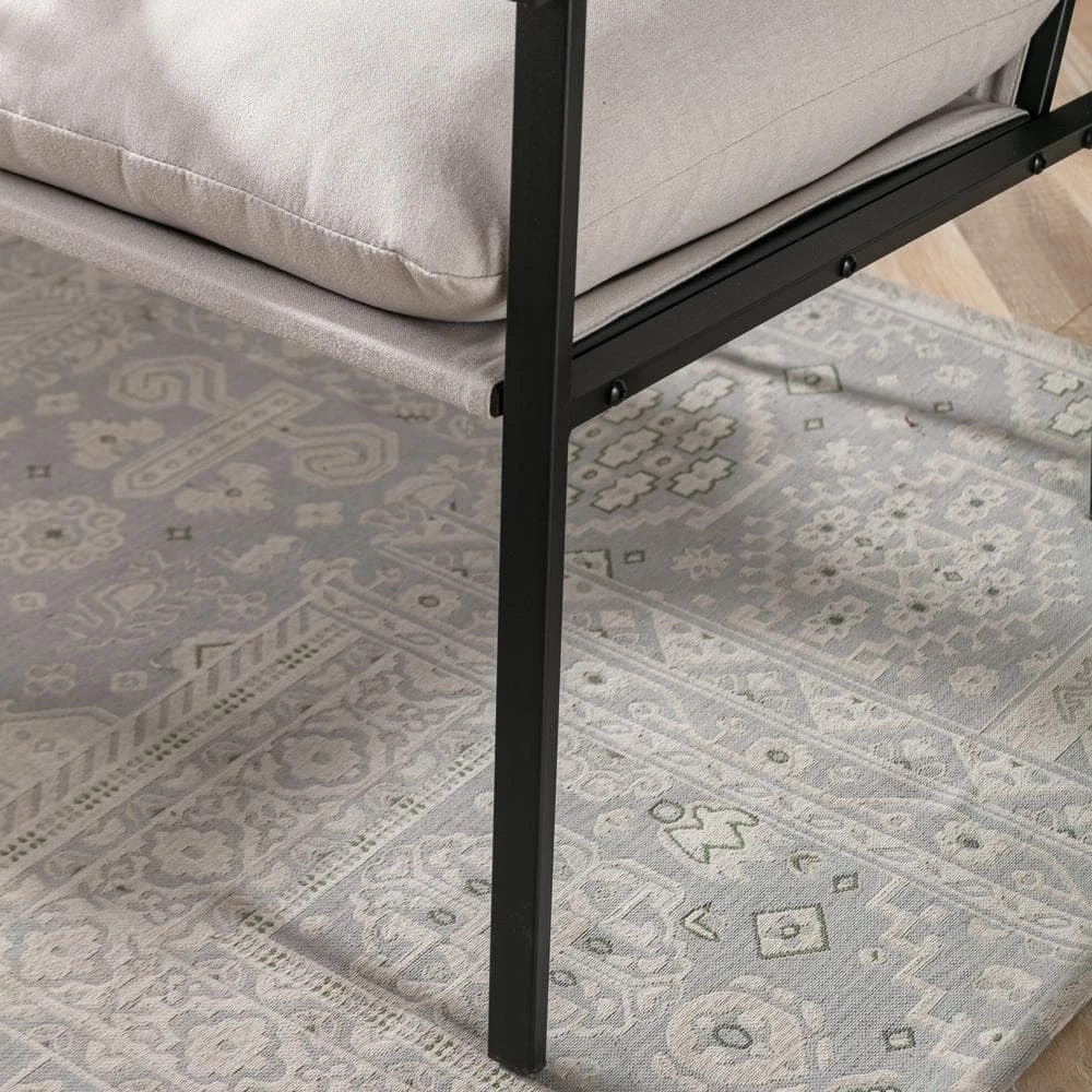 Cream Metal Frame Linen Accent Chair with Thick Padded Backrest and Seat Cushion by Polibi 11 Cream Metal Frame Linen Accent Chair with Thick Padded Backrest and Seat Cushion by Polibi - Image 9