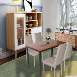 Classic Dark Brown&Gray 5-Piece Wood Top Dining Table And 4-Piece Leather Chairs Dining Set by sumyeg 17 Classic Dark Brown&Gray 5-Piece Wood Top Dining Table And 4-Piece Leather Chairs Dining Set by sumyeg -Cheap sumyeg Store dark brown gray sumyeg dining room sets su wfst15car 31 1000