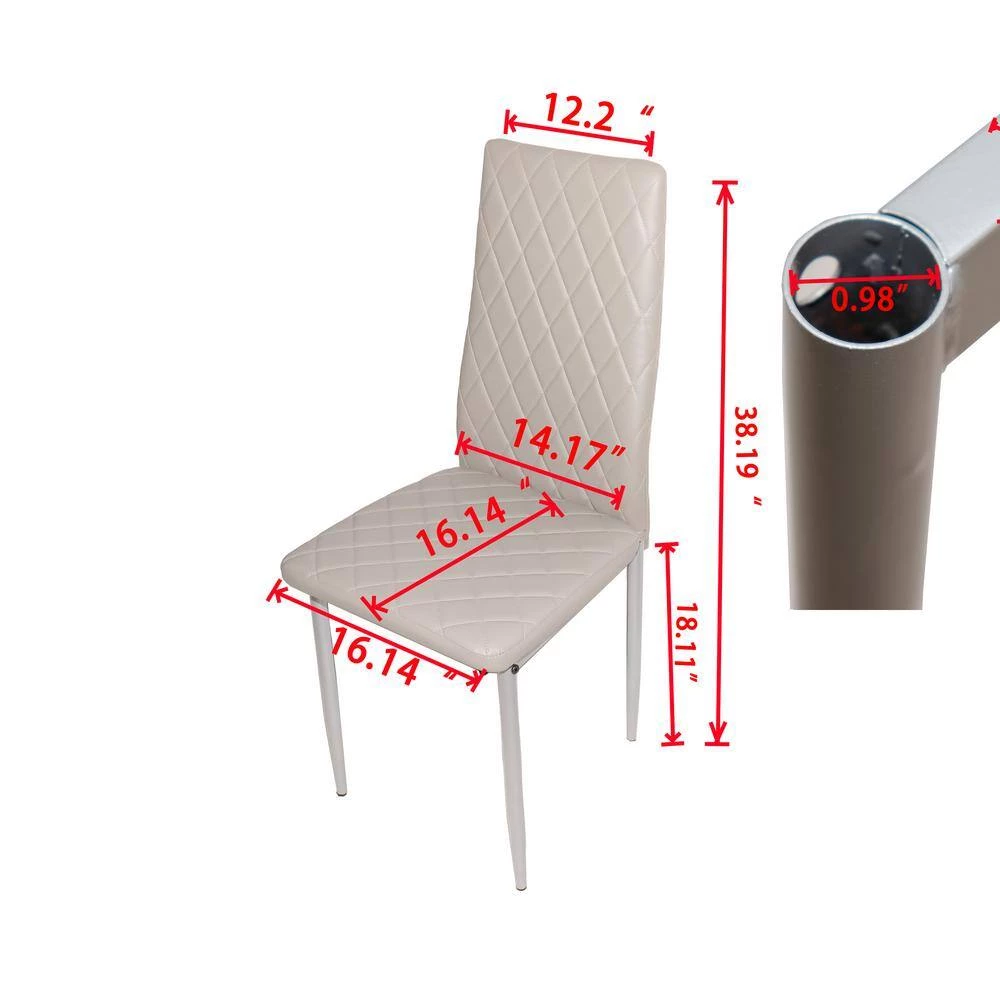 Classic Dark Brown&Gray 5-Piece Wood Top Dining Table And 4-Piece Leather Chairs Dining Set by sumyeg 8 Classic Dark Brown&Gray 5-Piece Wood Top Dining Table And 4-Piece Leather Chairs Dining Set by sumyeg - Image 6