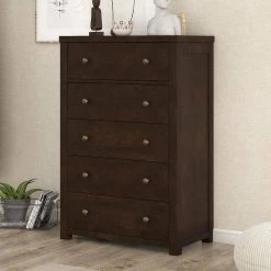 Solid Wood Chest of Drawers in Dark Brown with 5 Drawers(29.00"W x 16.00"D x 45.00"H) by Polibi 17 Solid Wood Chest of Drawers in Dark Brown with 5 Drawers(29.00"W x 16.00"D x 45.00"H) by Polibi -Cheap sumyeg Store dark brown polibi chest of drawers rs swcd5d 31 1000