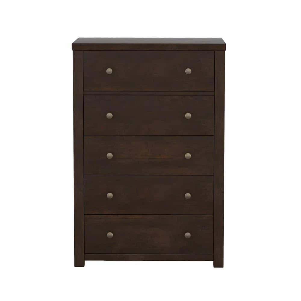 Solid Wood Chest of Drawers in Dark Brown with 5 Drawers(29.00"W x 16.00"D x 45.00"H) by Polibi 3 Solid Wood Chest of Drawers in Dark Brown with 5 Drawers(29.00"W x 16.00"D x 45.00"H) by Polibi