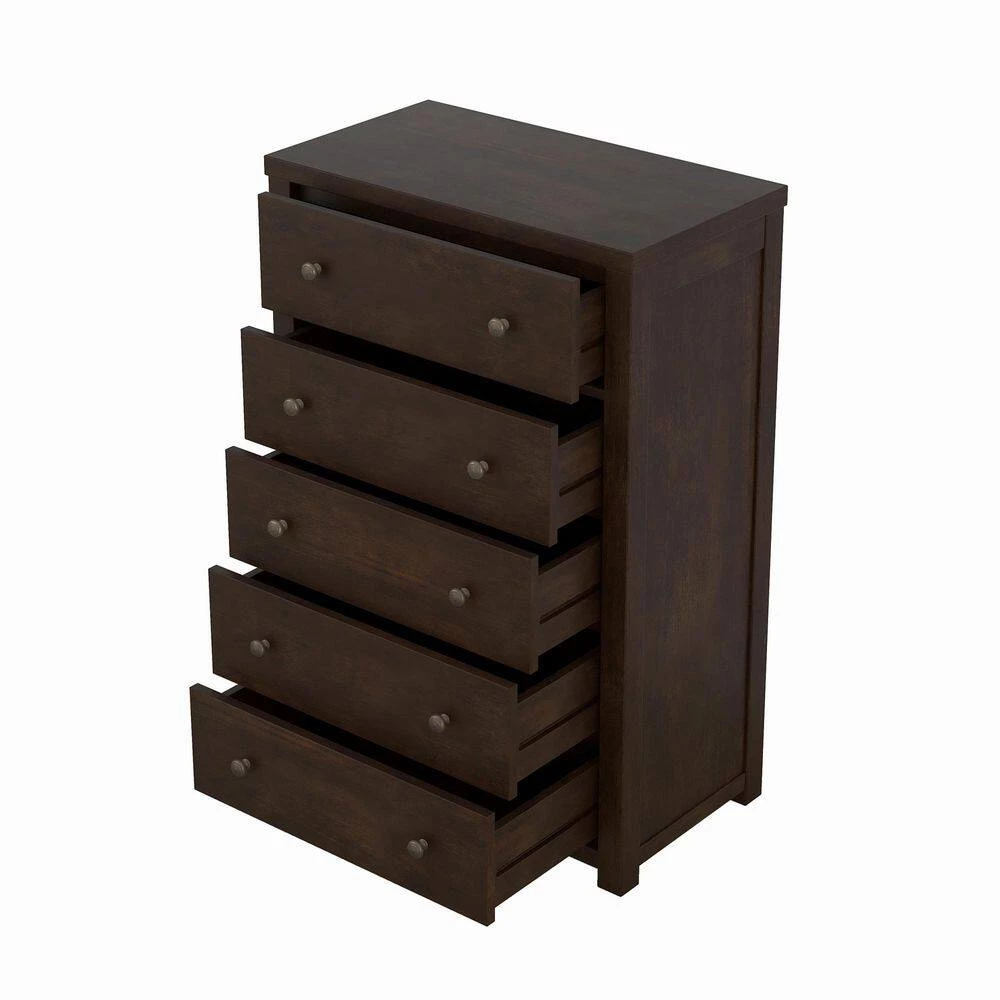 Solid Wood Chest of Drawers in Dark Brown with 5 Drawers(29.00"W x 16.00"D x 45.00"H) by Polibi 7 Solid Wood Chest of Drawers in Dark Brown with 5 Drawers(29.00"W x 16.00"D x 45.00"H) by Polibi - Image 5