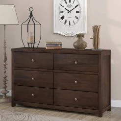 Solid Wood 6 Drawer Double Dresser in Dark Brown (mirror not included) by Polibi -Cheap sumyeg Store dark brown polibi dressers rs sw6ddd 31 1000