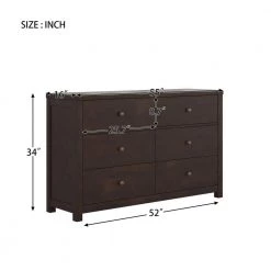 Solid Wood 6 Drawer Double Dresser in Dark Brown (mirror not included) by Polibi -Cheap sumyeg Store dark brown polibi dressers rs sw6ddd 40 1000