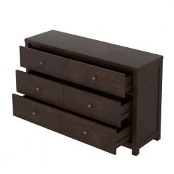 Solid Wood 6 Drawer Double Dresser in Dark Brown (mirror not included) by Polibi -Cheap sumyeg Store dark brown polibi dressers rs sw6ddd 77 1000
