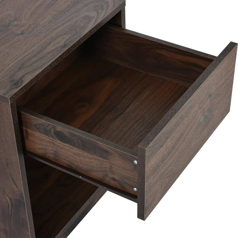 Dark Brown Mid-Century Nightstand End Table Open Storage with One Drawer(15.7"L x 15.3"W x 19.8"H) by Polibi 9 Dark Brown Mid-Century Nightstand End Table Open Storage with One Drawer(15.7"L x 15.3"W x 19.8"H) by Polibi - Image 7