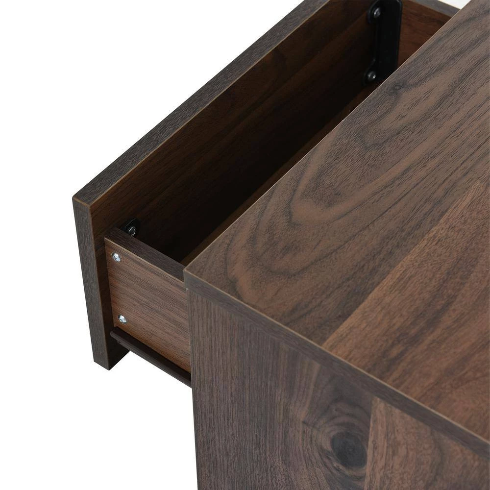 Dark Brown Mid-Century Nightstand End Table Open Storage with One Drawer(15.7"L x 15.3"W x 19.8"H) by Polibi 10 Dark Brown Mid-Century Nightstand End Table Open Storage with One Drawer(15.7"L x 15.3"W x 19.8"H) by Polibi - Image 8
