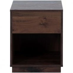 Dark Brown Mid-Century Nightstand End Table Open Storage with One Drawer(15.7"L x 15.3"W x 19.8"H) by Polibi