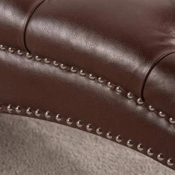 Dark Brown PU Leather Tufted Armless Chaise Lounge Lounge Chair Side Chair with Solid Wood Turned legs by sumyeg -Cheap sumyeg Store dark brown sumyeg chaise lounges su ch3927bn 76 1000