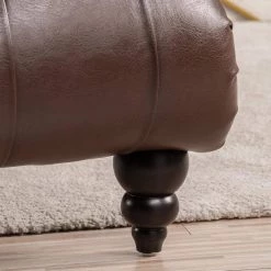 Dark Brown PU Leather Tufted Armless Chaise Lounge Lounge Chair Side Chair with Solid Wood Turned legs by sumyeg -Cheap sumyeg Store dark brown sumyeg chaise lounges su ch3927bn fa 1000 1