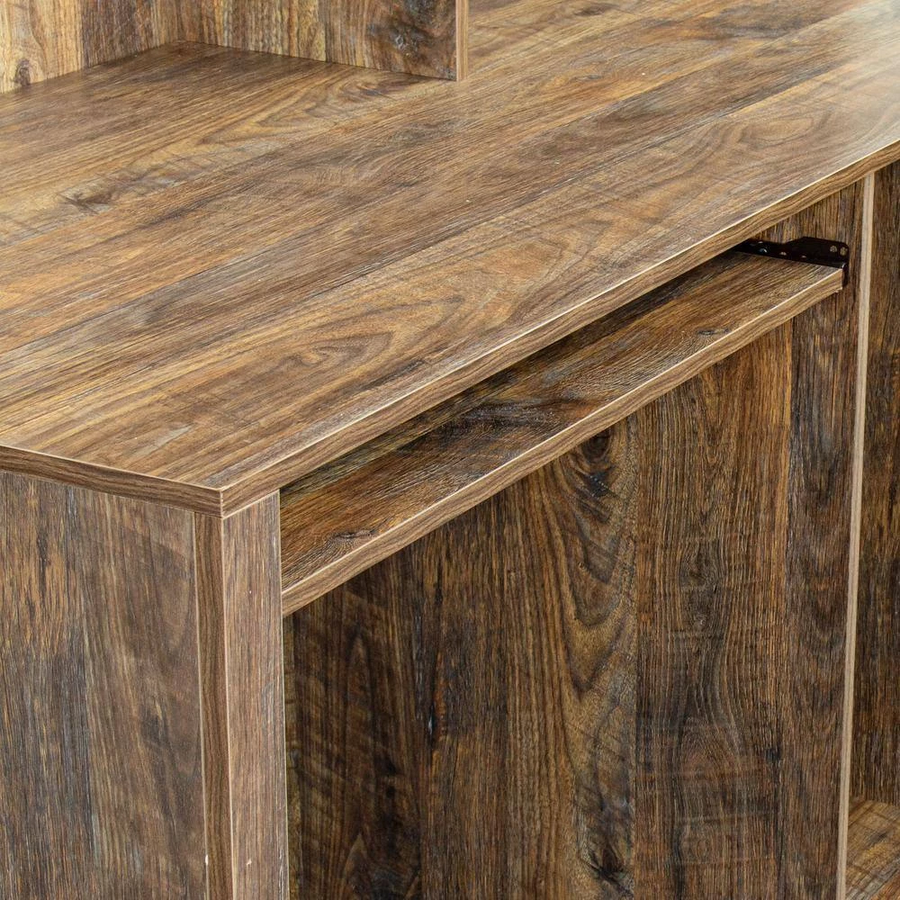 59.06 in. Dark Brown Rectangular Particle Board 3-Drawer Computer Desk with Hutch by sumyeg 6 59.06 in. Dark Brown Rectangular Particle Board 3-Drawer Computer Desk with Hutch by sumyeg - Image 4