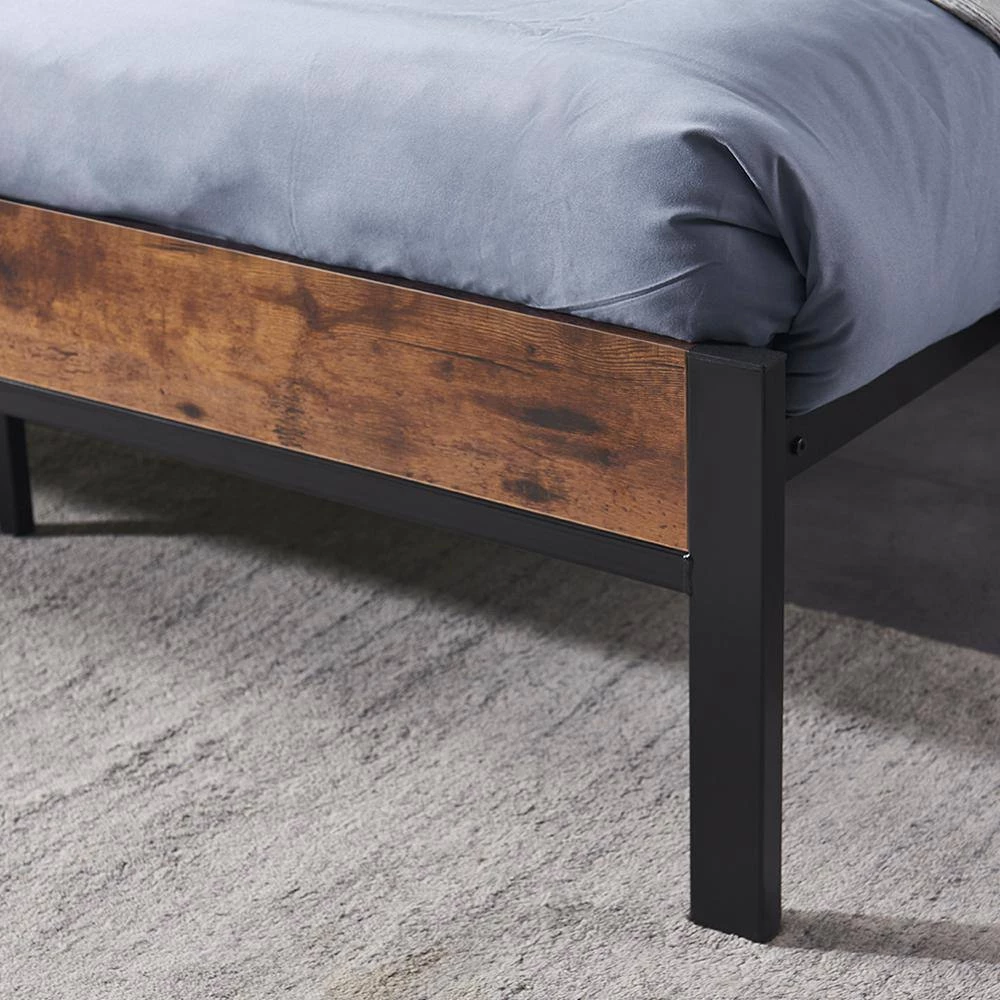 Dark Brown Modern Full Size Metal Platform Bed Frame with Wooden Headboard and Footboard by sumyeg 5 Dark Brown Modern Full Size Metal Platform Bed Frame with Wooden Headboard and Footboard by sumyeg - Image 3