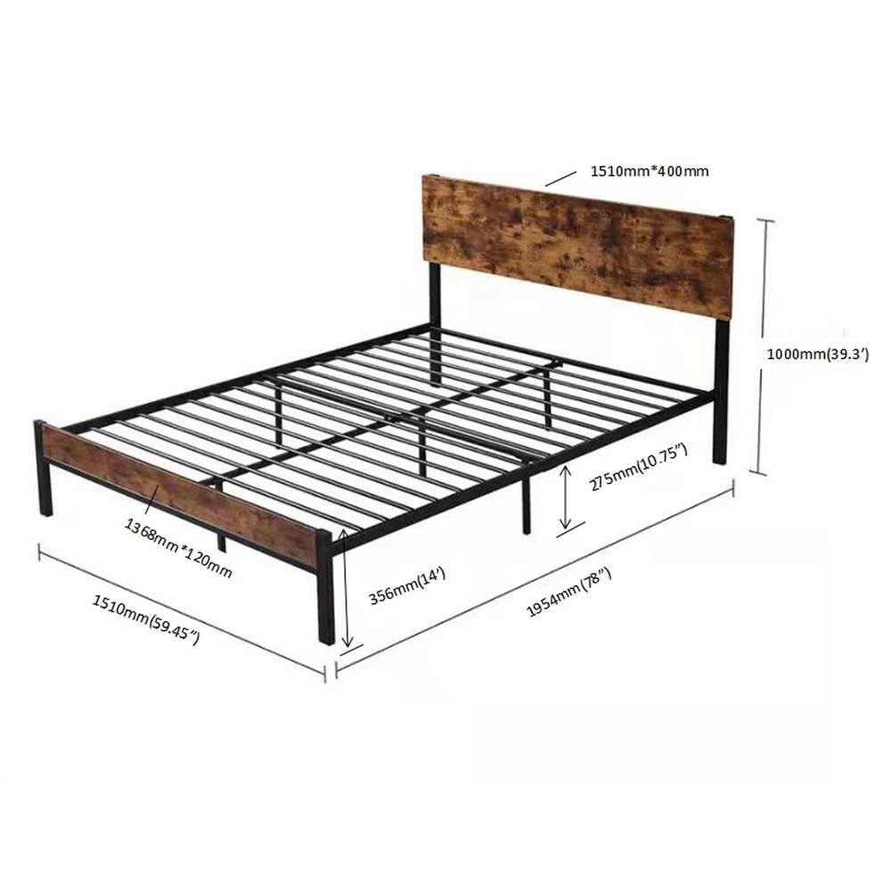 Dark Brown Modern Full Size Metal Platform Bed Frame with Wooden Headboard and Footboard by sumyeg 9 Dark Brown Modern Full Size Metal Platform Bed Frame with Wooden Headboard and Footboard by sumyeg - Image 7
