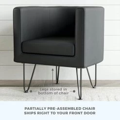 Claire Dark Gray Faux Leather Upholstered Barrel Accent Chair with Hairpin Legs by Brookside 18 Claire Dark Gray Faux Leather Upholstered Barrel Accent Chair with Hairpin Legs by Brookside -Cheap sumyeg Store dark gray brookside accent chairs bs0004chr00fg 1f 1000