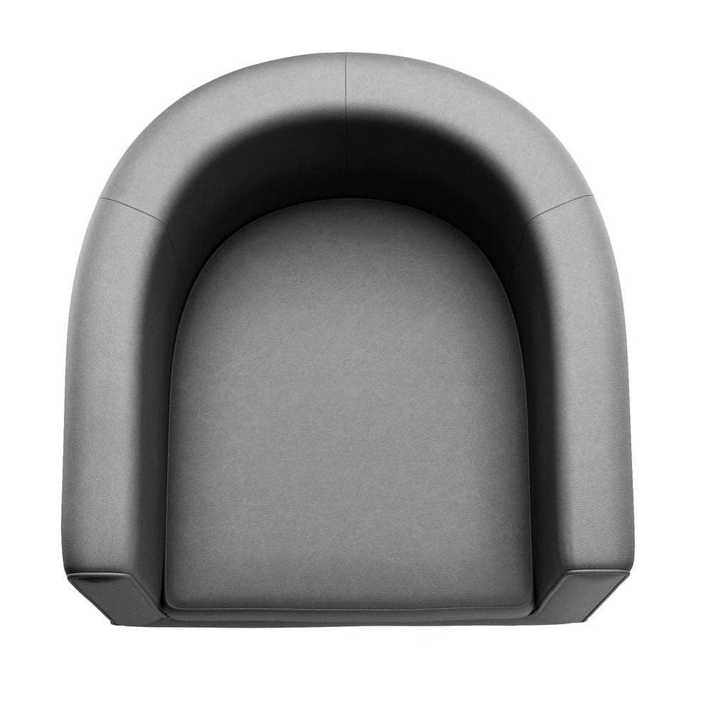 Claire Dark Gray Faux Leather Upholstered Barrel Accent Chair with Hairpin Legs by Brookside 5 Claire Dark Gray Faux Leather Upholstered Barrel Accent Chair with Hairpin Legs by Brookside - Image 3