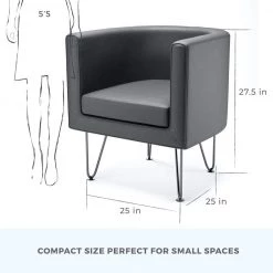 Claire Dark Gray Faux Leather Upholstered Barrel Accent Chair with Hairpin Legs by Brookside 16 Claire Dark Gray Faux Leather Upholstered Barrel Accent Chair with Hairpin Legs by Brookside -Cheap sumyeg Store dark gray brookside accent chairs bs0004chr00fg c3 1000