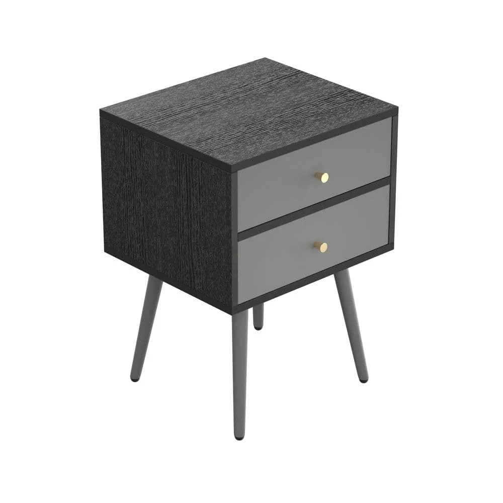 2-Drawer Dark Grey Nightstand 21.8 in. H x 15.7 in. W x 13.7 in, L Side Table End Table by sumyeg 3 2-Drawer Dark Grey Nightstand 21.8 in. H x 15.7 in. W x 13.7 in, L Side Table End Table by sumyeg