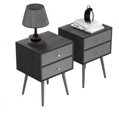 2-Drawer Dark Grey Nightstand 21.8 in. H x 15.7 in. W x 13.7 in. L End Side Table Accent Sofa Table(Set of 2) by sumyeg 14 2-Drawer Dark Grey Nightstand 21.8 in. H x 15.7 in. W x 13.7 in. L End Side Table Accent Sofa Table(Set of 2) by sumyeg -Cheap sumyeg Store dark gray sumyeg nightstands sy jt5457 3 1f 1000