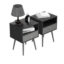 1-Drawer Dark Grey Nightstand 21.8 in. H x 15.7 in. W x 13.7 in. L End Side Table Sofa Table(Set of 2) by sumyeg 15 1-Drawer Dark Grey Nightstand 21.8 in. H x 15.7 in. W x 13.7 in. L End Side Table Sofa Table(Set of 2) by sumyeg -Cheap sumyeg Store dark gray sumyeg nightstands sy jt5457 6 1f 1000